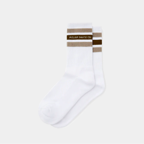 POLAR FAT STRIPE RIB SOCKS - WHITE/BEIGE