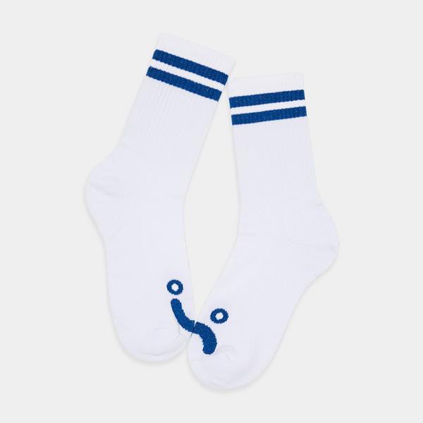POLAR HAPPY SAD RIB SOCKS - WHITE/BLUE
