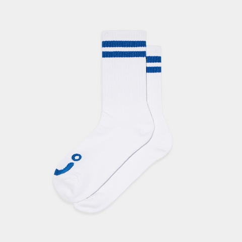 POLAR HAPPY SAD RIB SOCKS - WHITE/BLUE