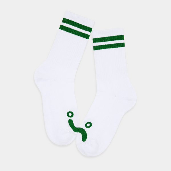 POLAR HAPPY SAD RIB SOCKS - WHITE/GREEN