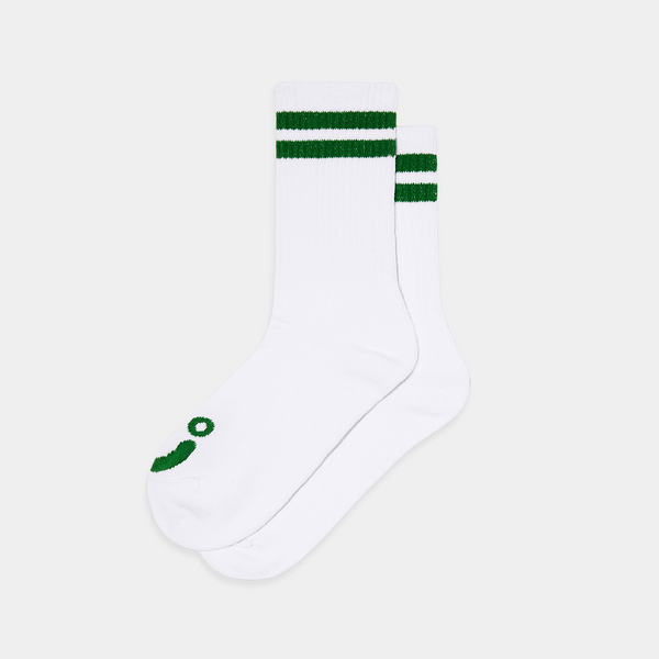 POLAR HAPPY SAD RIB SOCKS - WHITE/GREEN