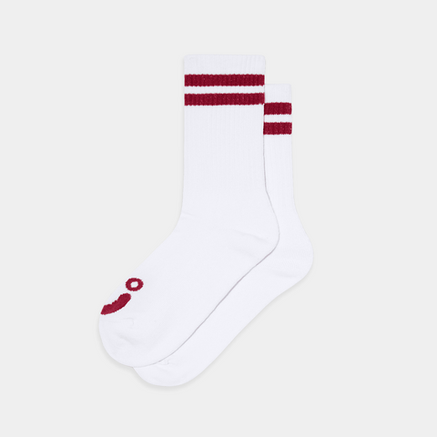 POLAR HAPPY SAD RIB SOCKS - WHITE/RED