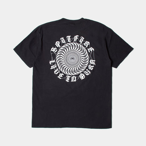 SPITFIRE WEBBED CLASSIC GARMENT DYED TEE - BLACK/WHITE