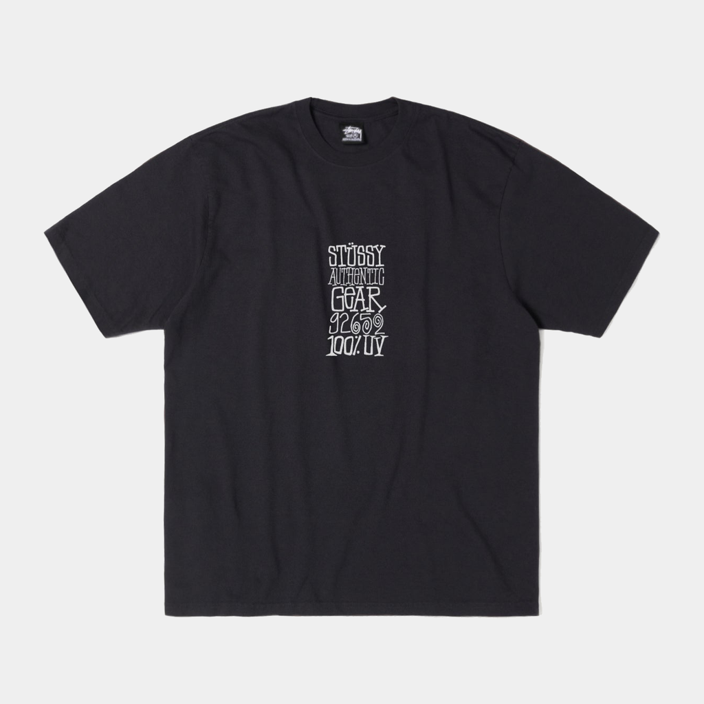 STUSSY AUTHENTIC GEAR PIGMENT DYED TEE - FADED BLACK - PLA