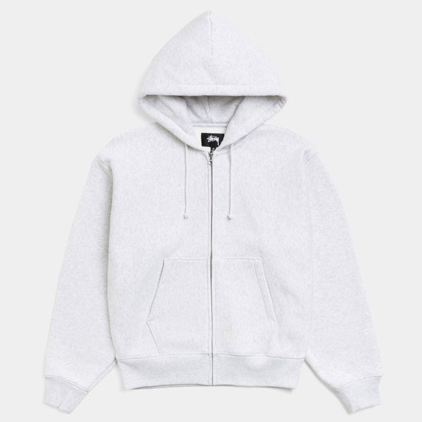 STUSSY BASIC DIAMOND ZIP HOODIE - ASH HEATHER