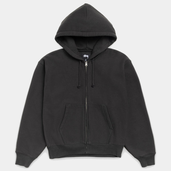 STUSSY BASIC DIAMOND ZIP HOODIE - BLACK
