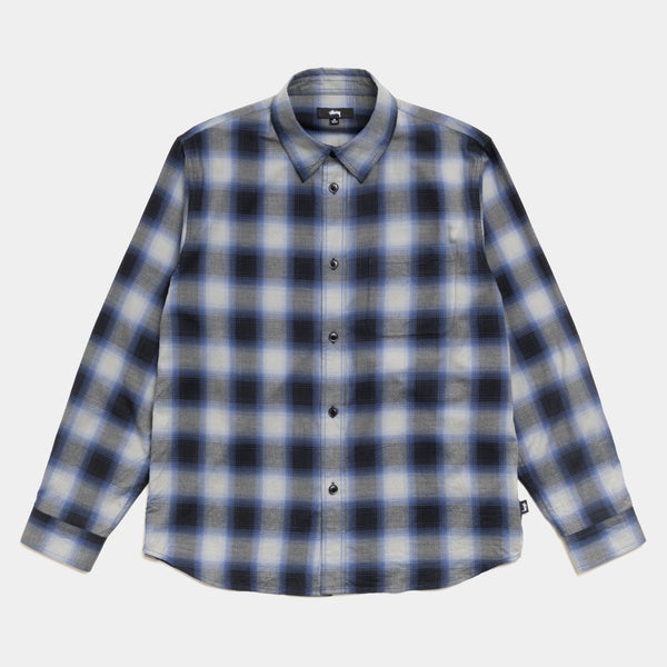 STUSSY BEACH OMBRE PLAID SHIRT - BLACK/BLUE