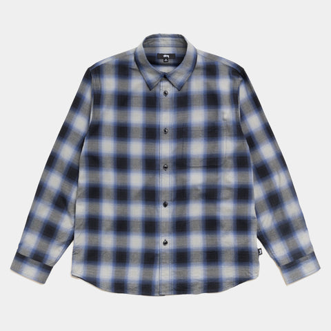 STUSSY BEACH OMBRE PLAID SHIRT - BLACK/BLUE