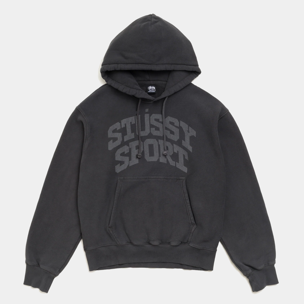 STUSSY BLOCK SPORT GARMENT DYED HOODIE - FADED BLACK