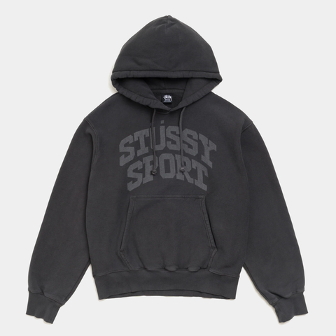 STUSSY BLOCK SPORT GARMENT DYED HOODIE - FADED BLACK