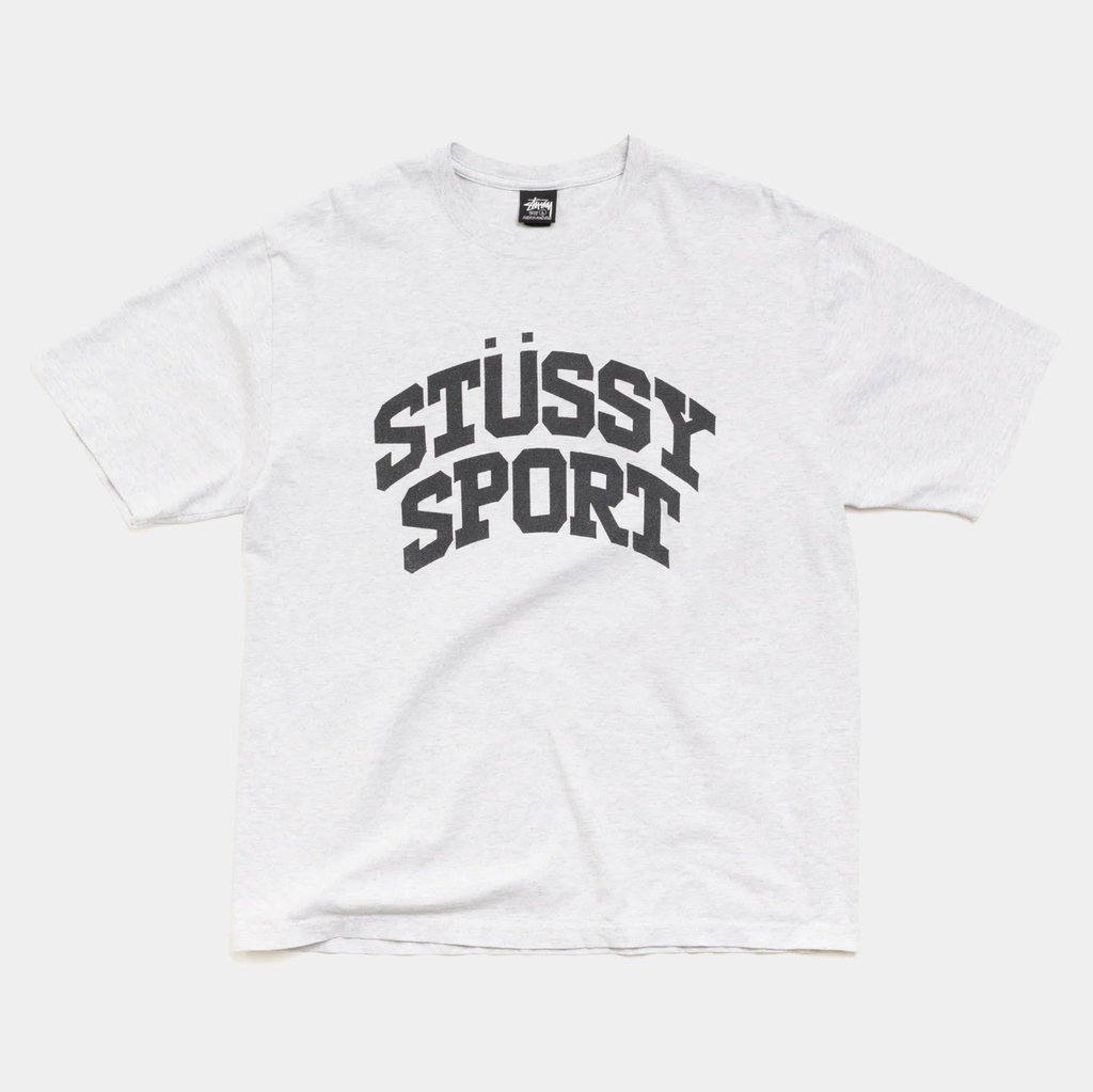 STUSSY BLOCK SPORT TEE - ASH HEATHER - PLA Skateboarding