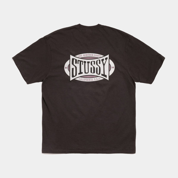 STUSSY CHAMPION OVAL PIGMENT DYED TEE - FADED BLACK