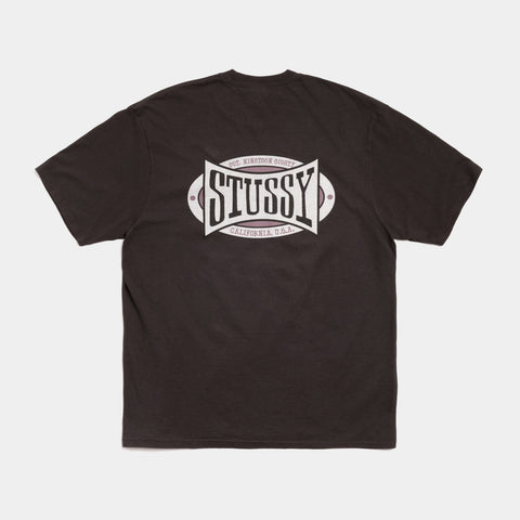 STUSSY CHAMPION OVAL PIGMENT DYED TEE - FADED BLACK
