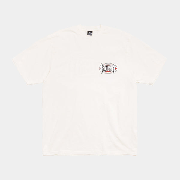 STUSSY CHAMPION OVAL PIGMENT DYED TEE - NATURAL