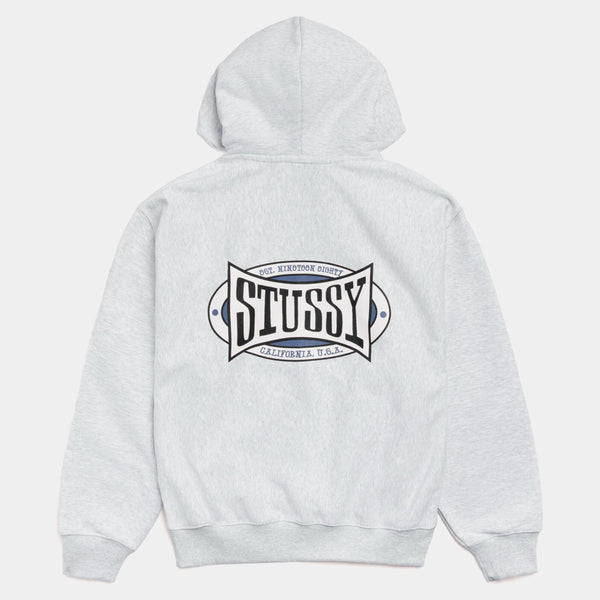 STUSSY CHAMPION OVAL ZIP HOODIE - ASH HEATHER