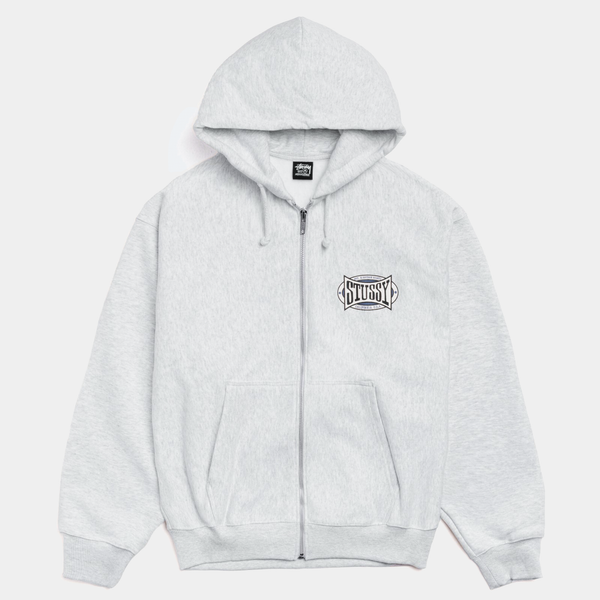 STUSSY CHAMPION OVAL ZIP HOODIE - ASH HEATHER