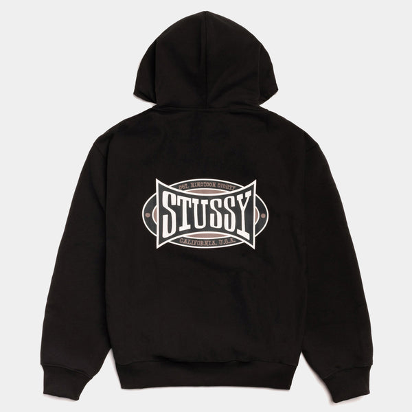 STUSSY CHAMPION OVAL ZIP HOODIE - BLACK