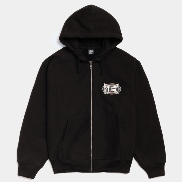 STUSSY CHAMPION OVAL ZIP HOODIE - BLACK
