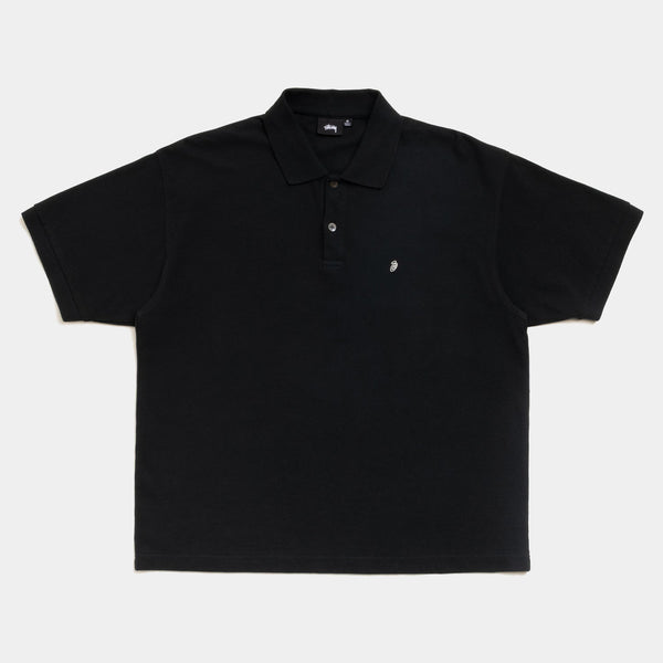 STUSSY CLASSIC PIQUE POLO - BLACK