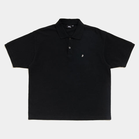 STUSSY CLASSIC PIQUE POLO - BLACK