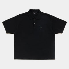 STUSSY CLASSIC PIQUE POLO - BLACK - PLA Skateboarding