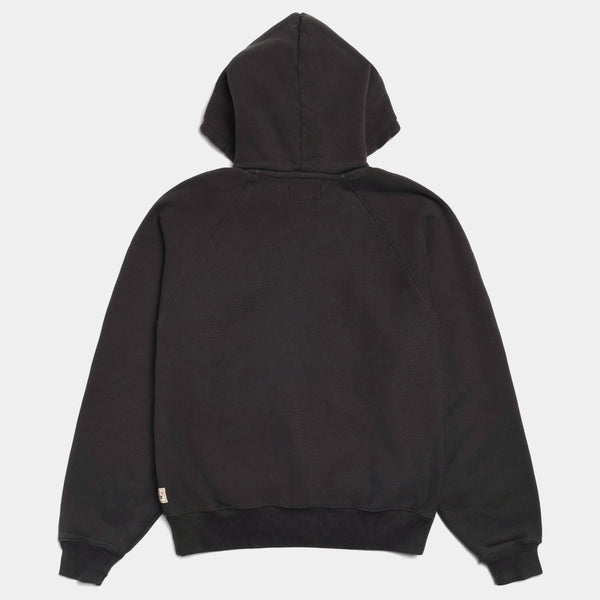 STUSSY FLEECE RAGLAN HOODIE - WASHED BLACK