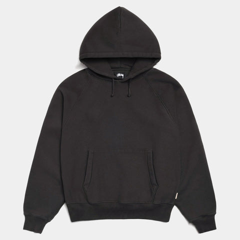STUSSY FLEECE RAGLAN HOODIE - WASHED BLACK
