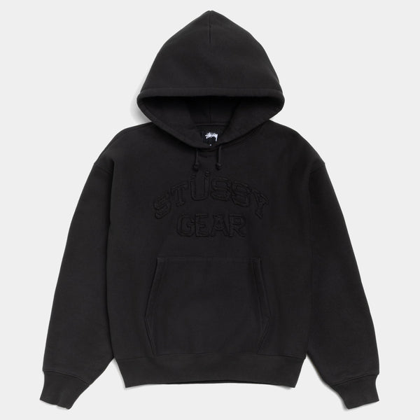 STUSSY GEAR APPLIQUE HOODIE - BLACK