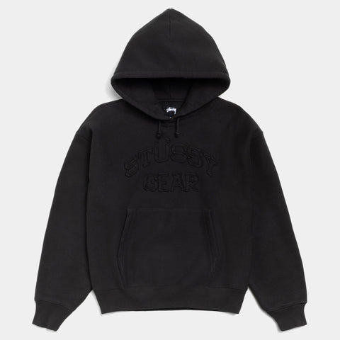 STUSSY GEAR APPLIQUE HOODIE - BLACK