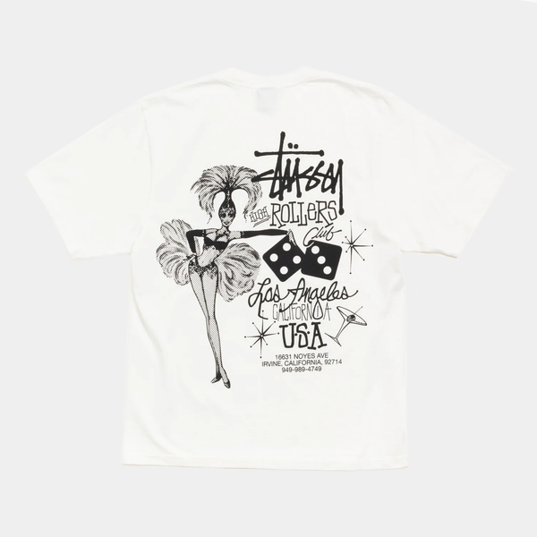 STUSSY HIGH ROLLERS PIGMENT DYED TEE - NATURAL