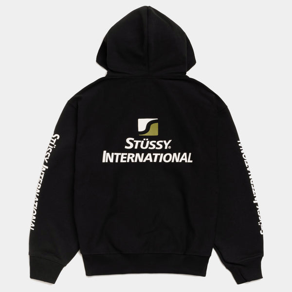 STUSSY INTERNATIONAL ZIP HOODIE - BLACK