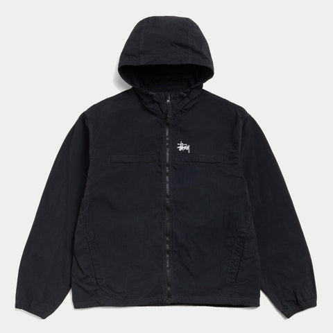 STUSSY LIGHTWEIGHT HOODED JACKET - BLACK