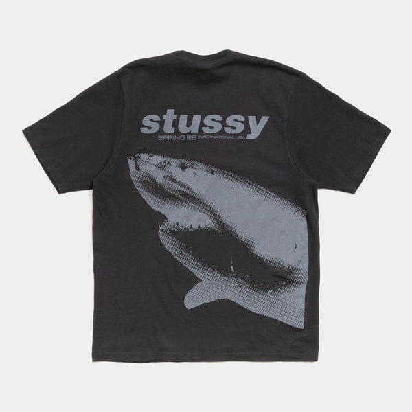 STUSSY SHARK PIMENT DYED TEE - FADED BLACK