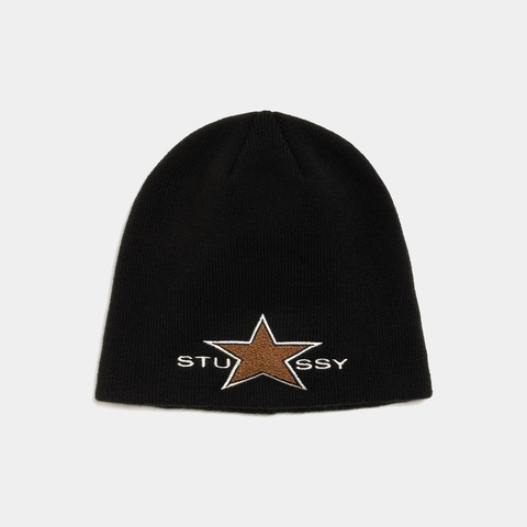 STUSSY SKULLCAP CHENILLE BEANIE - BLACK
