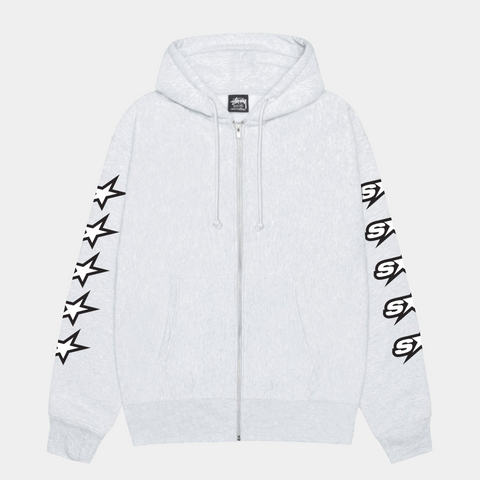 STUSSY SPEEDWAY ZIP HOODIE - ASH HEATHER