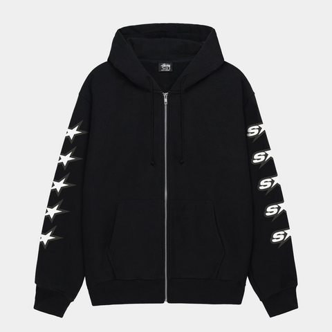 STUSSY SPEEDWAY ZIP HOODIE - BLACK