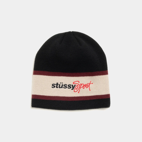 STUSSY SPORT STRIPE SKULLCAP - BLACK