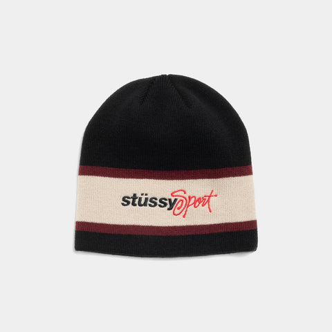 STUSSY SPORT STRIPE SKULLCAP - BLACK