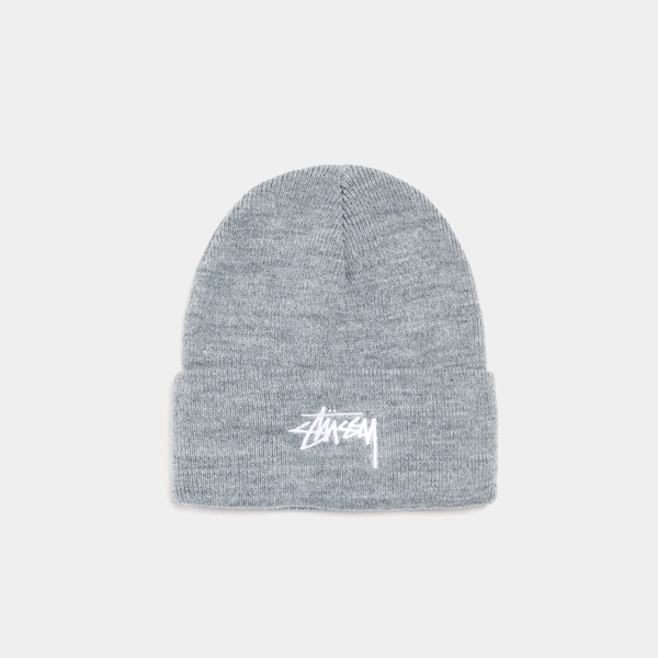 STUSSY STOCK CUFF BEANIE - GREY HEATHER