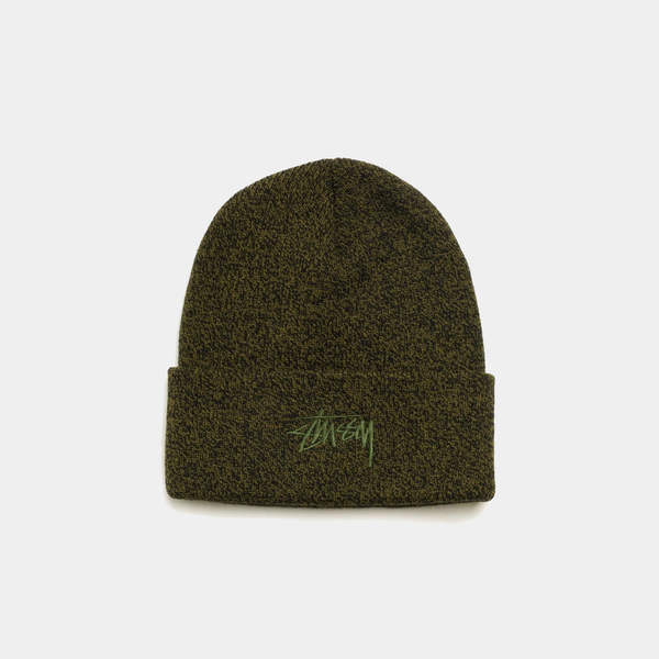 STUSSY STOCK CUFF BEANIE - MARLED OLIVE