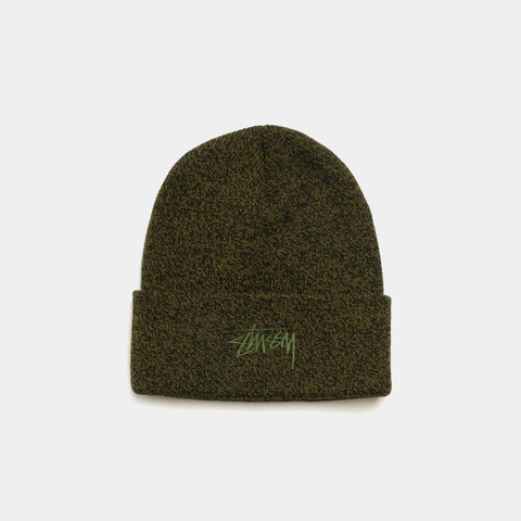 STUSSY STOCK CUFF BEANIE - MARLED OLIVE