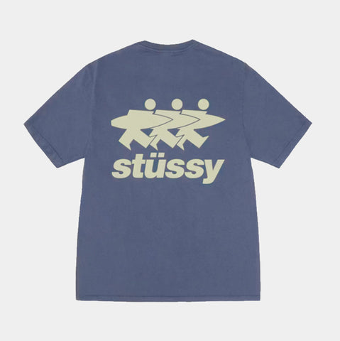 STUSSY SURF SIZE PIGMENT DYED TEE - INDIGO