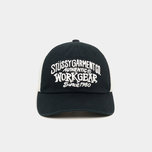 STUSSY WORKGEAR TRUCKER HAT - BLACK