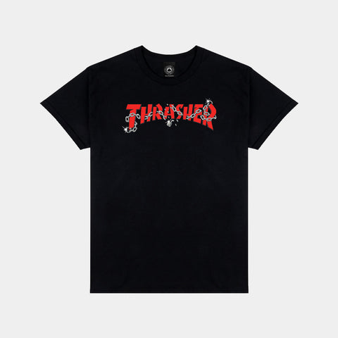 THRASHER CHAINS TEE - BLACK