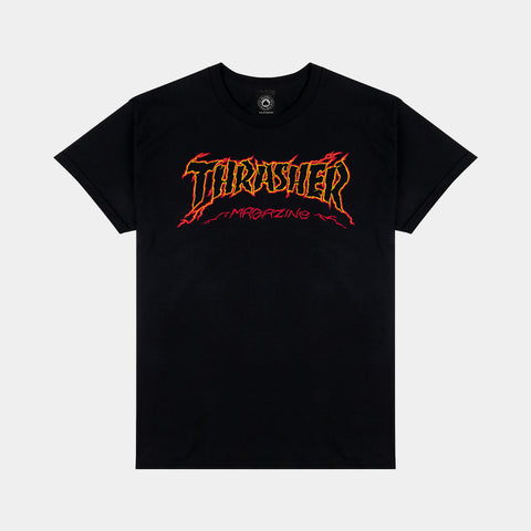 THRASHER CRACKED BY EXTEENAGER TEE - BLACK