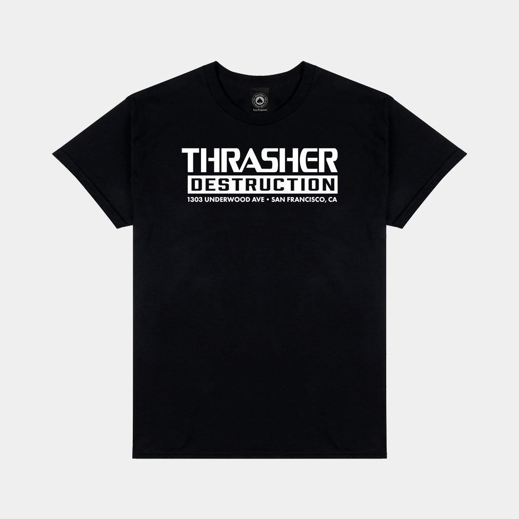 THRASHER DESTRUCTION TEE - BLACK - PLA Skateboarding