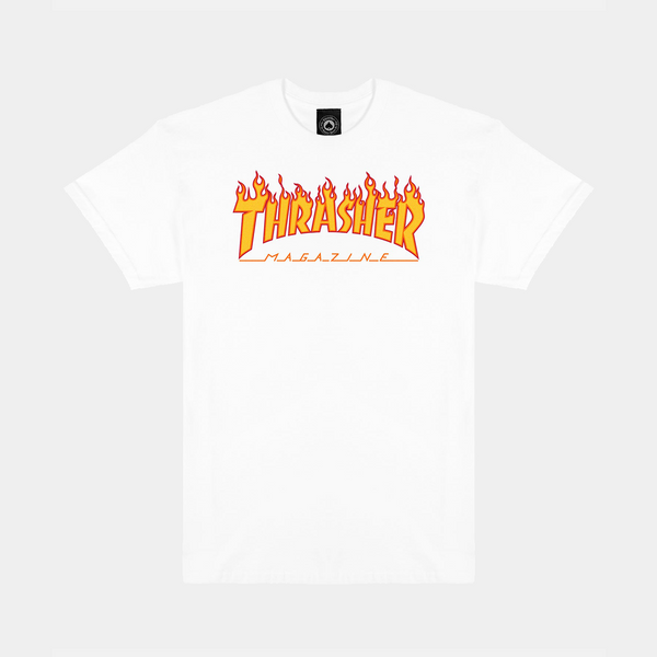 THRASHER FLAME TEE - WHITE