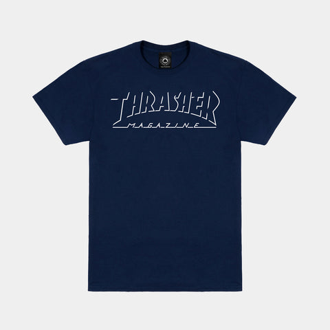 THRASHER SHADOW MAG LOGO TEE - NAVY