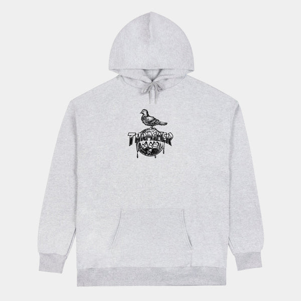 THRASHER X ANTI-HERO COVER THE EARTH HOODIE - ASH GREY