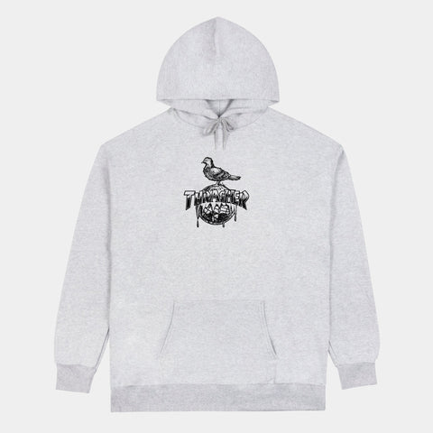 THRASHER X ANTI-HERO COVER THE EARTH HOODIE - ASH GREY